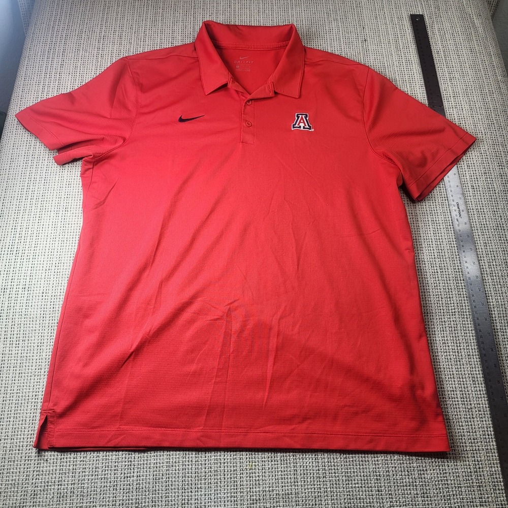 Nike Polo Shirt Men XL Red University of Arizona Wildcats Dri-FIT Short Sleeve